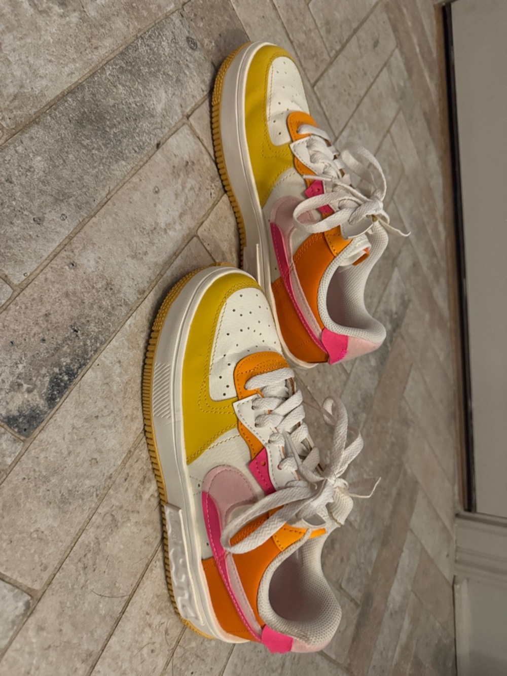 Nike Air Force 1 Fontanka sunrise pink orange sneakers sz7 womens - Picture 3 of 6
